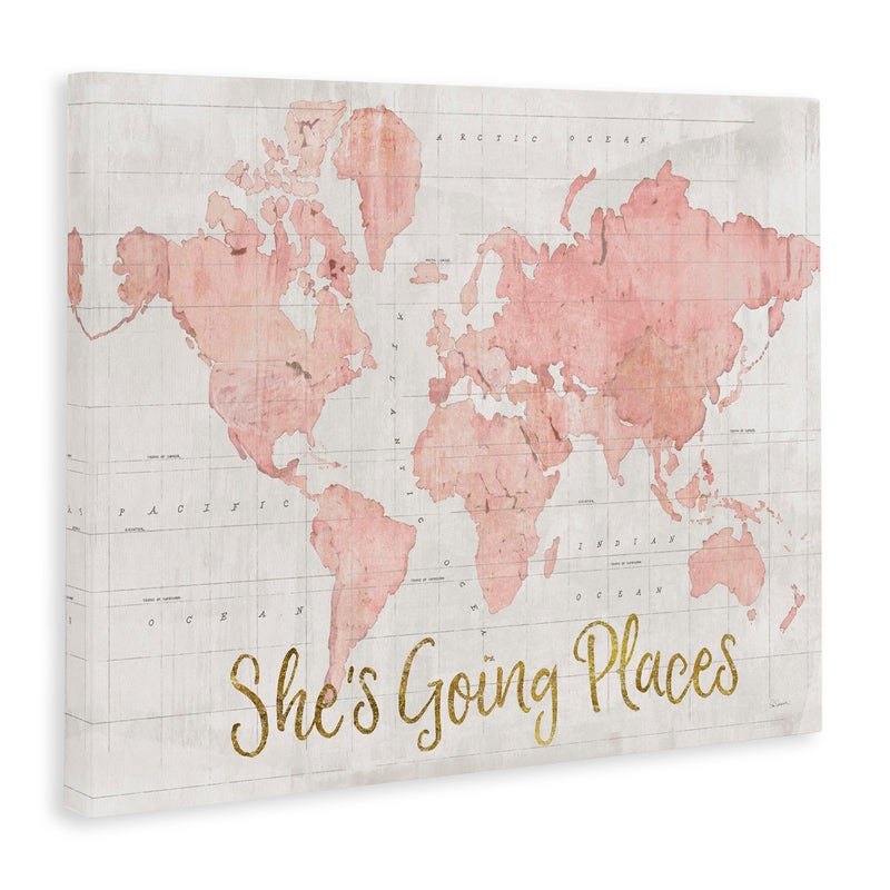 Stupell Industries Going Places Girl's Map, Designed By Sue Schlabach, 30 x 24, Canvas Wall Art - Image 3